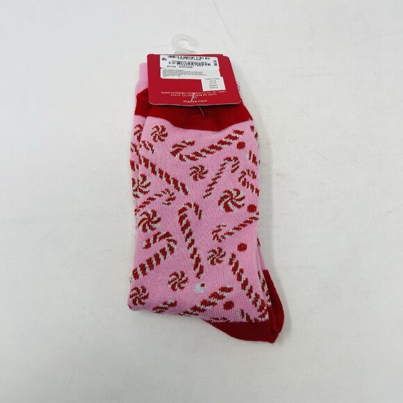 Charter Club Women One Size Christmas Candy Cane Holiday Crew Socks Pink/Red 060 - Picture 5 of 5